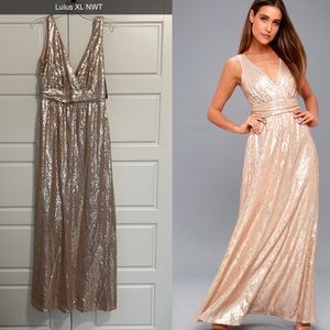 LULU’s FAN FAVORITE MATTE ROSE GOLD SEQUIN MAXI